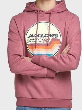 Jack & Jones Dusty Rose Graphic Pullover Hoodie! M